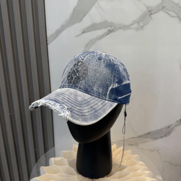 réplica,joyas,joyería,1:1,replica,fake,lujo,barato Gorra de béisbol Chrome Hearts de mezclilla lavada de alta calidad (58OZ84)