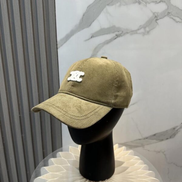 réplica,joyas,joyería,1:1,replica,fake,lujo,barato Gorra de béisbol de pana bordada con el Arco del Triunfo, edición limitada de Celine Otoño/Invierno (6A0TL5)