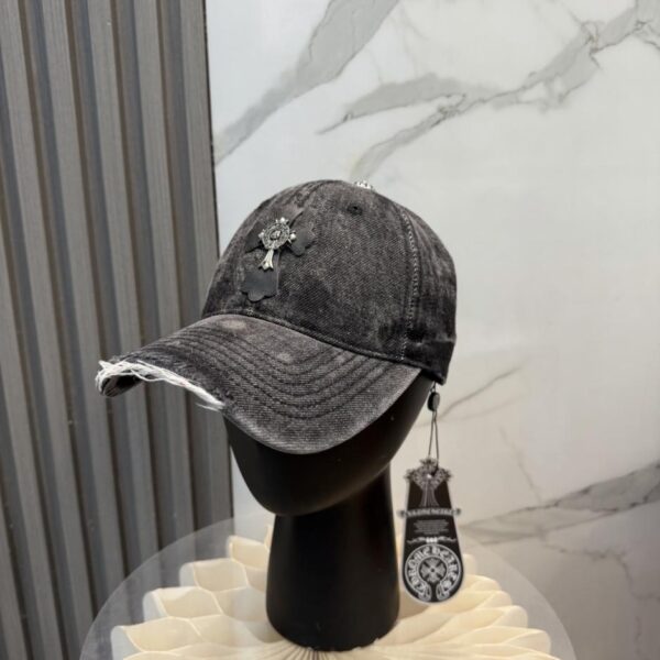 réplica,joyas,joyería,1:1,replica,fake,lujo,barato Gorra de béisbol Chrome Hearts de mezclilla lavada de alta calidad (A0EU84)