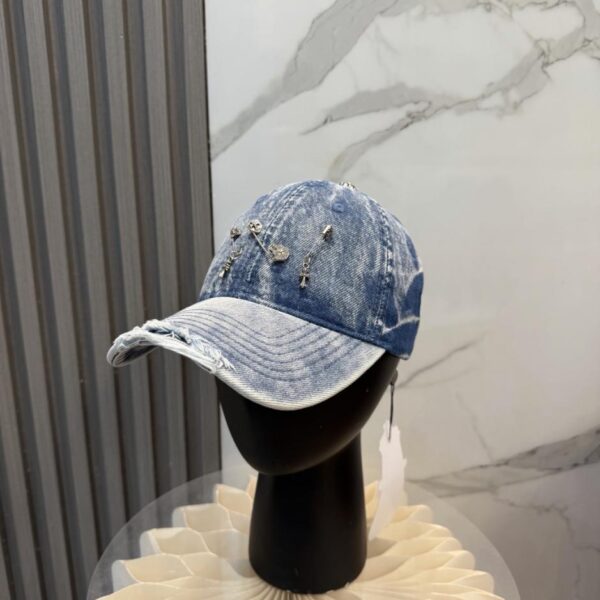 réplica,joyas,joyería,1:1,replica,fake,lujo,barato Gorra de béisbol Chrome Hearts de mezclilla lavada de alta calidad (NIIEBC)