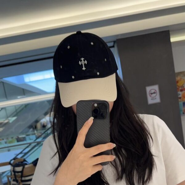 réplica,joyas,joyería,1:1,replica,fake,lujo,barato Gorra de béisbol estilo coreano retro desgastada y rasgada de Chrome Hearts para principios de primavera (YHRRQX)