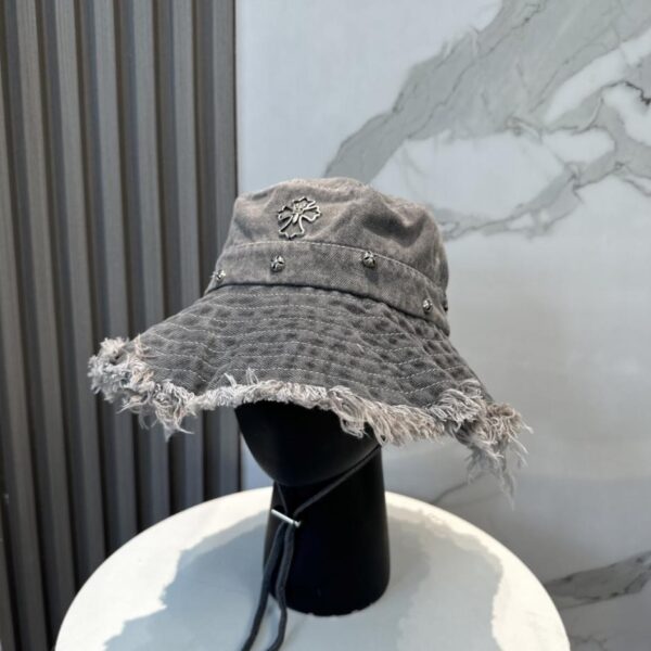 réplica,joyas,joyería,1:1,replica,fake,lujo,barato Sombrero tipo cubo de mezclilla suave Chrome Hearts con bordes deshilachados (S2INLT)