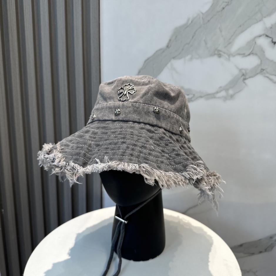 réplica,joyas,joyería,1:1,replica,fake,lujo,barato réplica,joyas,joyería,1:1,replica,fake,lujo,barato Sombrero tipo cubo de mezclilla suave Chrome Hearts con bordes deshilachados (S2INLT)
