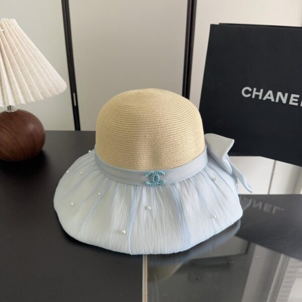 réplica,joyas,joyería,1:1,replica,fake,lujo,barato Sombrero de paja trenzada de primera calidad estilo patchwork con lazo de Chanel (50RKK7)