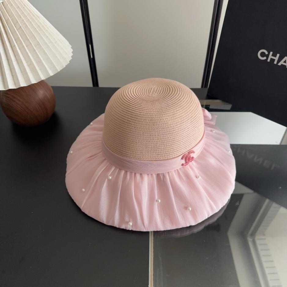 réplica,joyas,joyería,1:1,replica,fake,lujo,barato réplica,joyas,joyería,1:1,replica,fake,lujo,barato Sombrero de paja Chanel Patchwork con lazo y trenzas de primera calidad (6007NC)