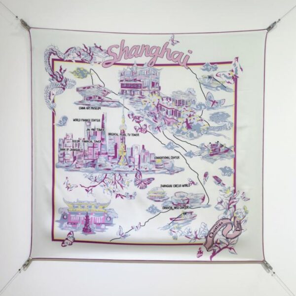 réplica,joyas,joyería,1:1,replica,fake,lujo,barato SDO253918 Momme Doble cara 90x90cm Sarga de seda Dior «Shanghai» (ATUODX)