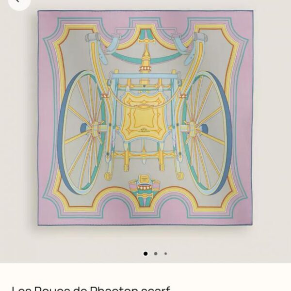 réplica,joyas,joyería,1:1,replica,fake,lujo,barato SHMS261718 Momme Doble cara 90x90cm Sarga de seda Hermès «Rueda de Faetón» (IK2RM0)