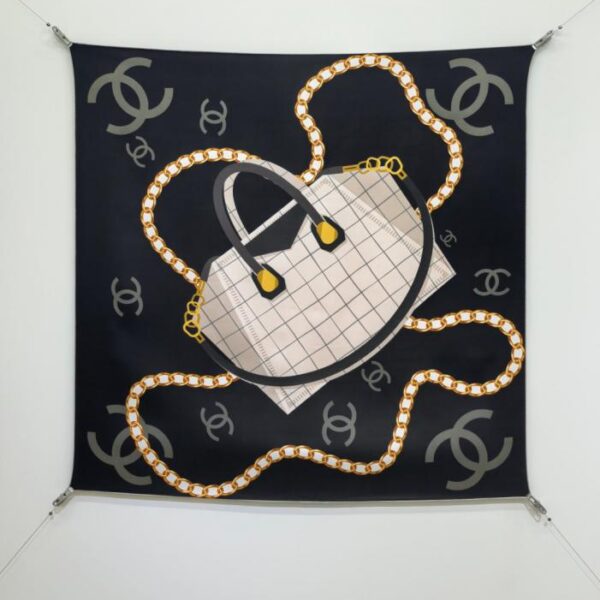 réplica,joyas,joyería,1:1,replica,fake,lujo,barato SCC260618 Momme Doble cara 90x90cm Sarga de seda Chanel (0T35LW)