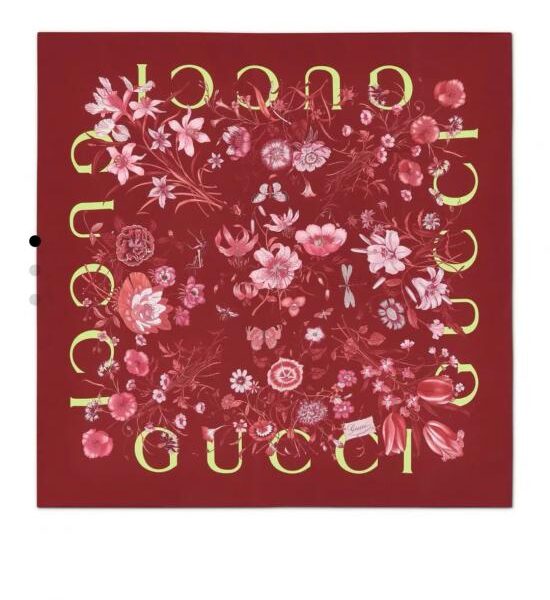 réplica,joyas,joyería,1:1,replica,fake,lujo,barato SGC260118 Momme Doble cara 90x90cm Sarga de seda Gucci «Estampado floral integral» (48KE3R)