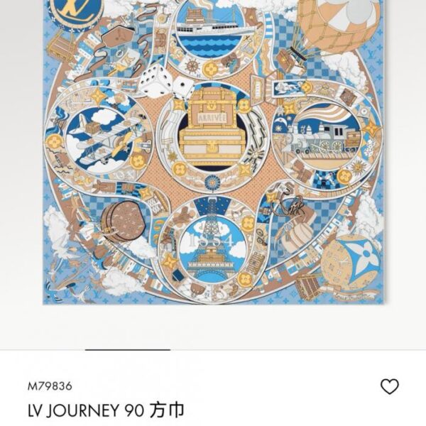 réplica,joyas,joyería,1:1,replica,fake,lujo,barato SLV252018 Momme Doble cara 90x90cm Sarga de seda LV «Journey» (E1CJ9O)