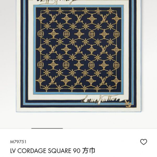 réplica,joyas,joyería,1:1,replica,fake,lujo,barato SLV252118 Momme Doble cara 90x90cm Sarga de seda LV «Cordage» (0ZA2OY)