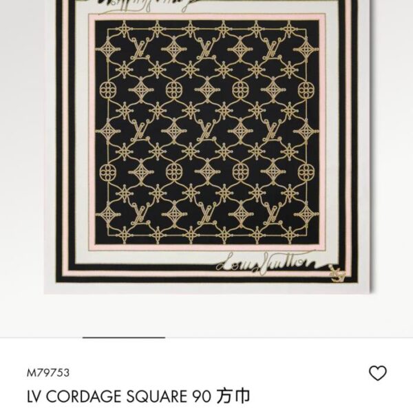 réplica,joyas,joyería,1:1,replica,fake,lujo,barato SLV252118 Momme Doble cara 90x90cm Sarga de seda LV «Cordage» (7S2O6N)