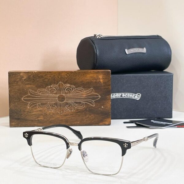 réplica,joyas,joyería,1:1,replica,fake,lujo,barato Montura de gafas semi al aire Chrome Hearts, compatible con lentes graduadas, MODELO CH8338 (NHXBBS)