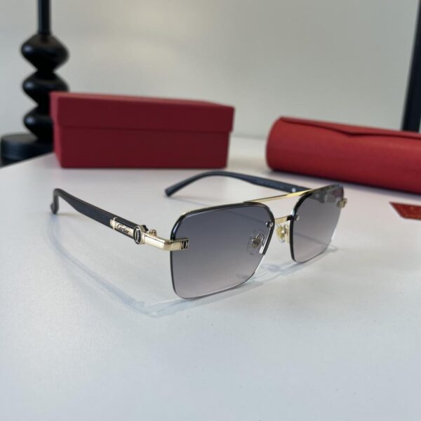 réplica,joyas,joyería,1:1,replica,fake,lujo,barato Gafas de sol premium CARTIER fabricadas con patillas de metal PC con un proceso de galvanoplastia ultraligero sin montura (0QZSKM).